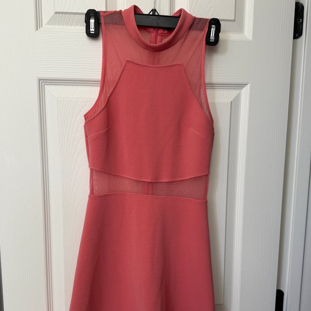 TopShop Sleeveless Mock Turtleneck Mesh Cutout Skater Dress